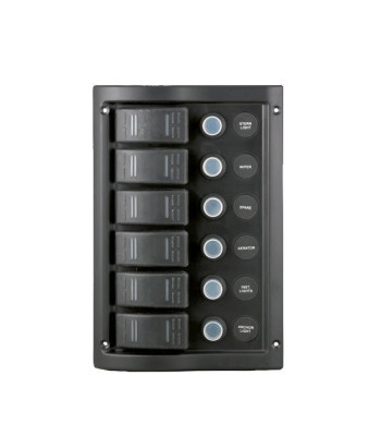 El-panel stænktæt med automatsikring og 6 kontakter, 12V