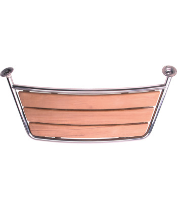 Badeplatform i rustfrit stål og teak, 84x38cm