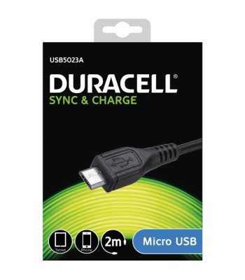 Duracell USB til Micro USB-kabel sort, 2m