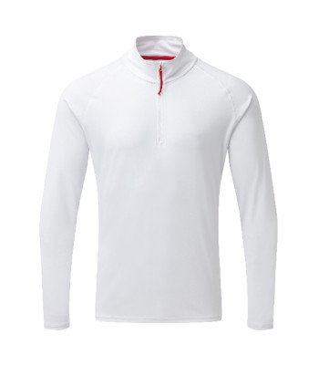 Gill UV009 Langærmet zip T-shirt men's UV50+ hvid, str S