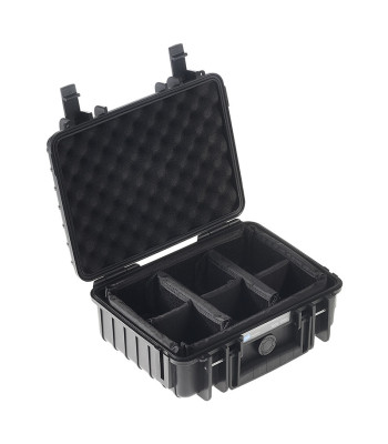 OUTDOOR kuffert i sort med polstret skillevæg 250X175X95 mm Volume: 41 L Model: 1000BRPD