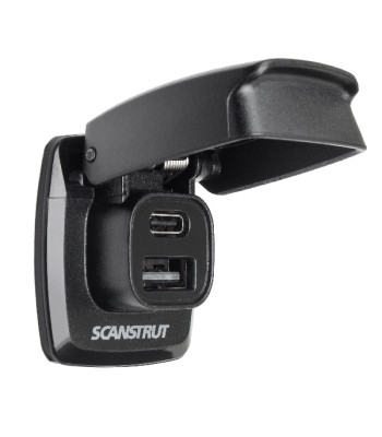 ScanStrut Flip-Pro USB-A & USB-C lader vandtæt, 12-24V