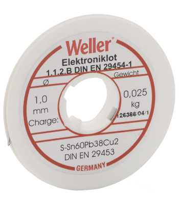 Weller loddetin m/flus Sn60Pb38Cu2 ø1,0mm 25g