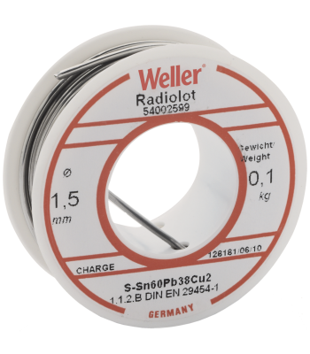 Weller loddetin m/flus Sn60Pb38Cu2 ø1,5mm 100g