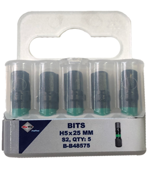 Bits S2 torsion HEX5×25 mm pk/5