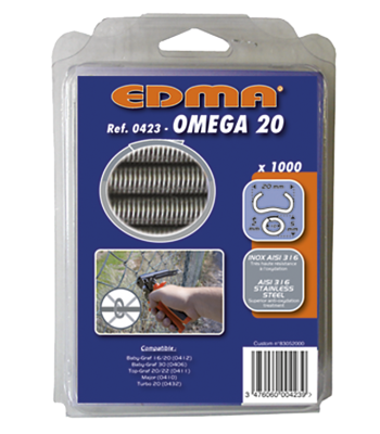 Clips Edma Omega 20 inox 1000 stk