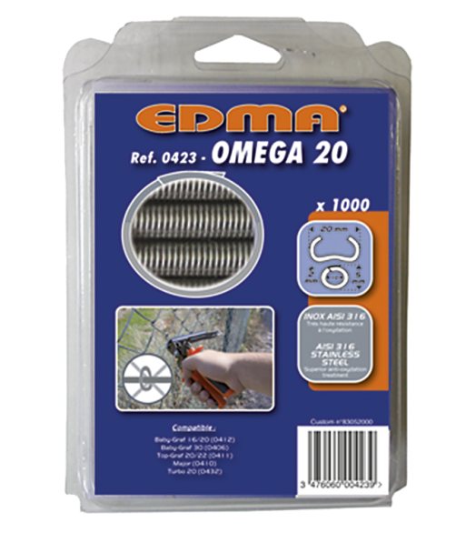 Clips Edma Omega 20 inox 1000 stk