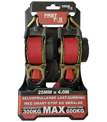 Cargofix Fastfix surringssæt 600kg 25mm×4m, 2 stk