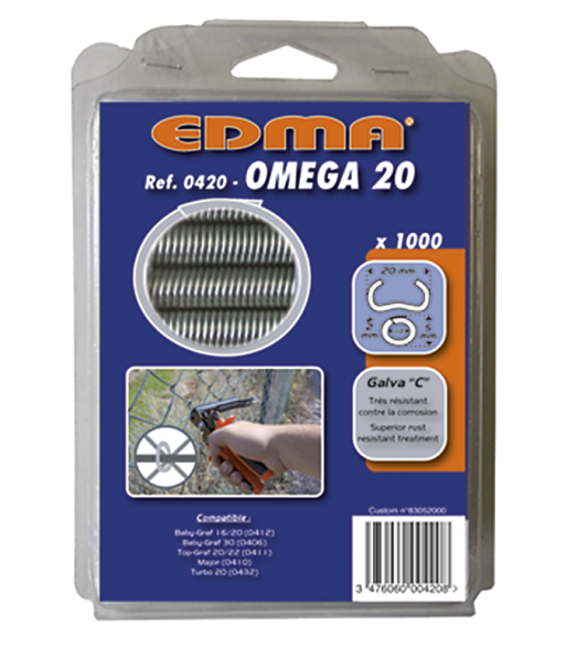 Clips Edma Omega 20 galv. 1000 stk