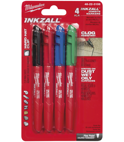 Inkzall speedmarker, fin spids, 4stk ass. farve