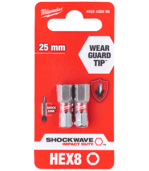 Slagbits Shockwave Impact Duty HEX8×25mm pk/2