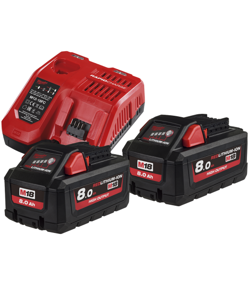 Batteripakke HNRG-802, 2×18V/8,0Ah+lader M12-18FC