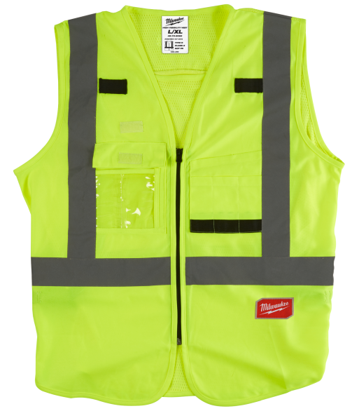 Sikkerhedsvest m/10 lommer hi-vis gul L/XL