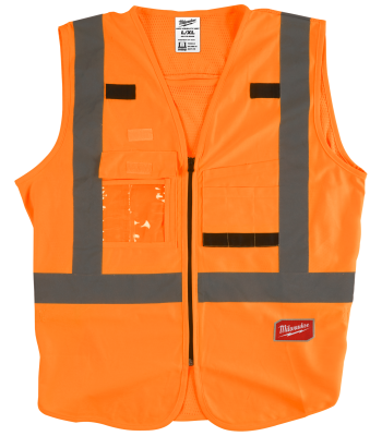 Sikkerhedsvest m/10 lommer hi-vis orange S/M