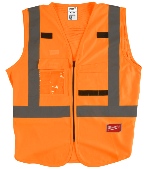 Sikkerhedsvest m/10 lommer hi-vis orange S/M