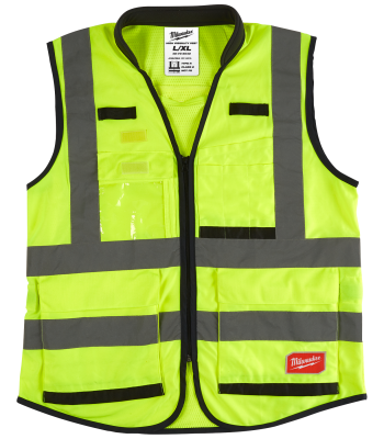 Sikkerhedsvest Premium m/15 lommer hi-vis gul S/M