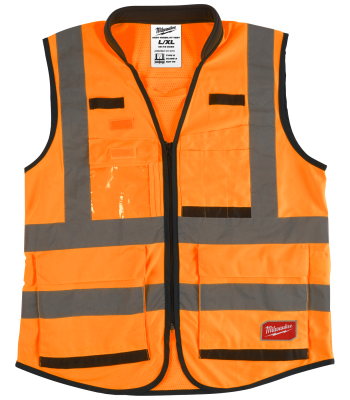 Sikkerhedsvest Premium 15 lommer hi-vis orange S/M