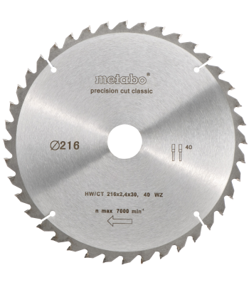 Rundsavklinge til træ 216×2,4×30mm HW/CT Z40 WZ