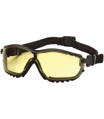 Pyramex V2G sikk.brille sort stel/gul antidug glas