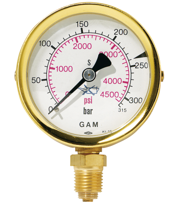 Indholdsmanometer R21 øvrige gasser, 0-315 bar